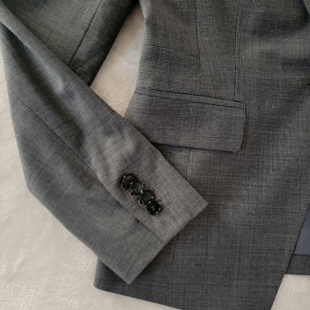 Ann Taylor Gray Micro Tooth One Button Blazer 8T (Tall) - Picture 3 of 13